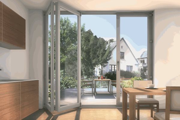 Balcony doors as folding sliding systems